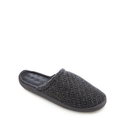 Totes Grey textured knit slippers